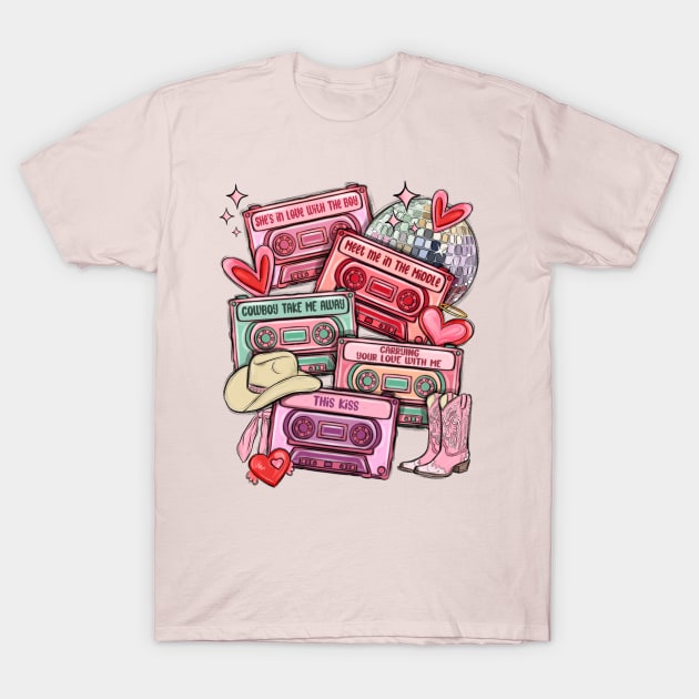 Valentine's Day cassette tapes, Happy Valentine's, 14th February, Valentine's Day T-Shirt by Karley’s Custom Creations